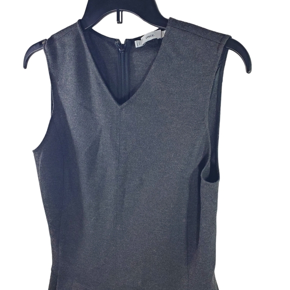 Vince Sleeveless Pleated Dress Charcoal Gray Drop Waist 2 Side Pockets Size 6 - Picture 3 of 8